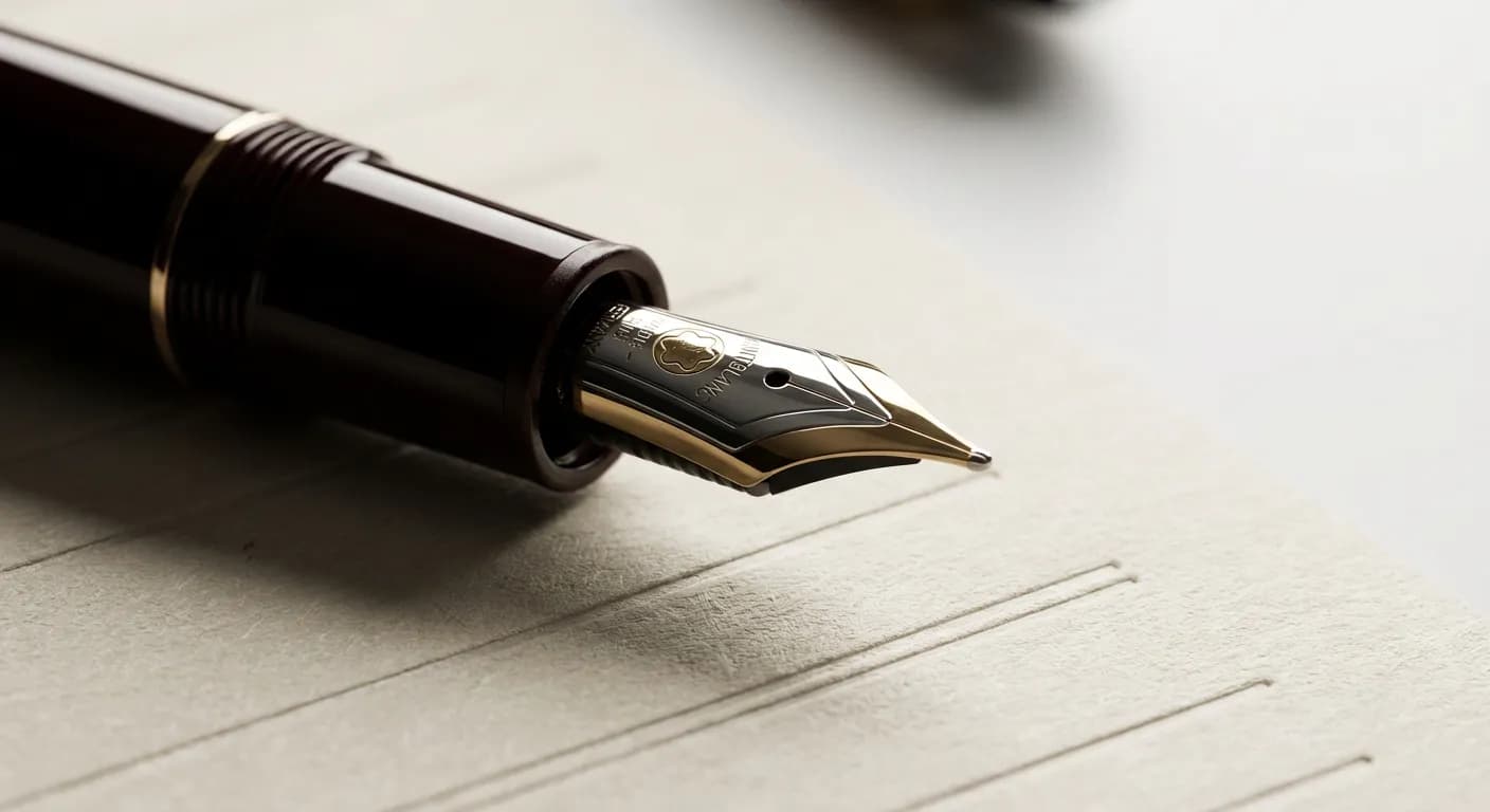 Stylo plume de luxe sur un document financier, symbole de la gestion comptable