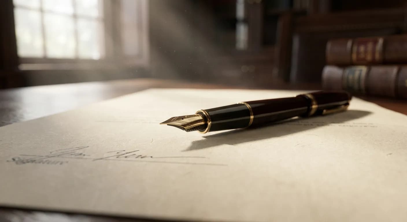 Stylo plume sur un contrat juridique soulignant la rédaction d'une clause spécifique.