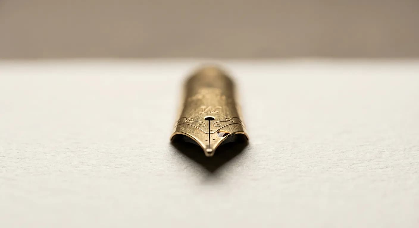 Gros plan minimaliste d'un stylo de luxe sur papier, icône de la déclaration IFU.