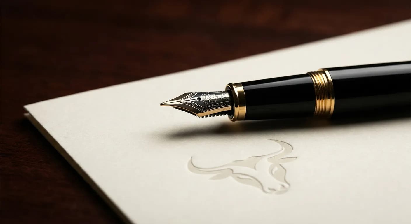 Stylo plume de luxe symbolisant la signature d'un contrat de succession