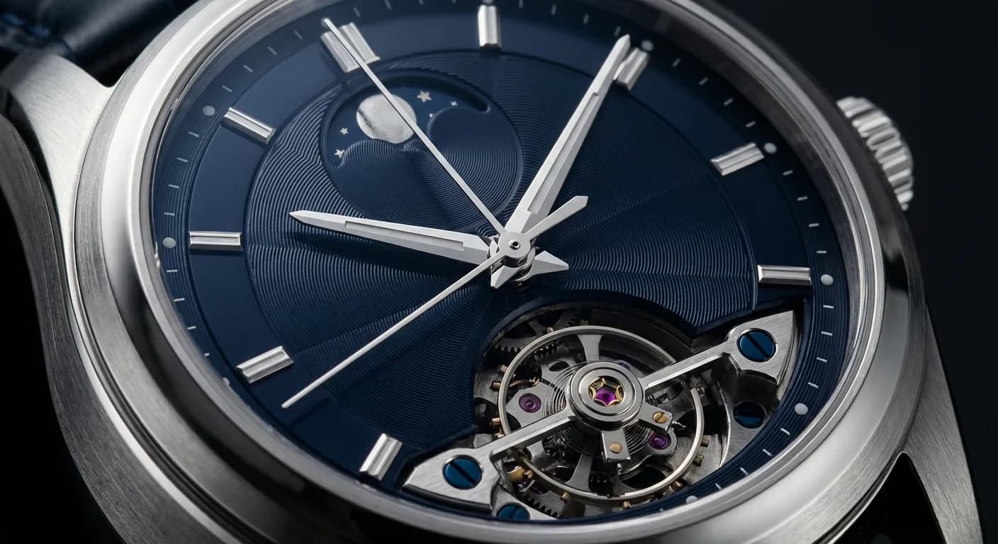 Gros plan sur une montre de luxe symbolisant la durée de la mise à pied