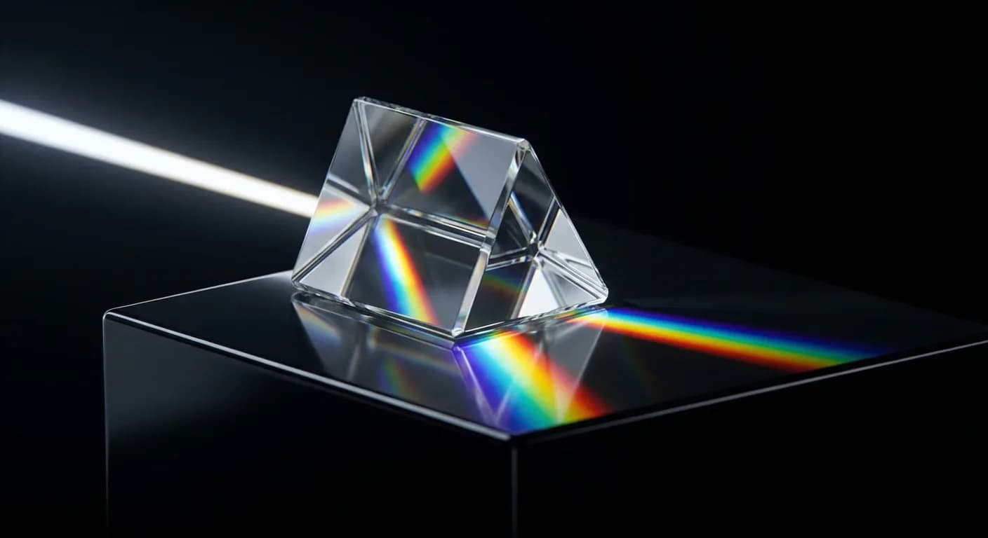 Icône minimaliste de prisme de cristal symbolisant la nature hybride des quasi fonds propres.