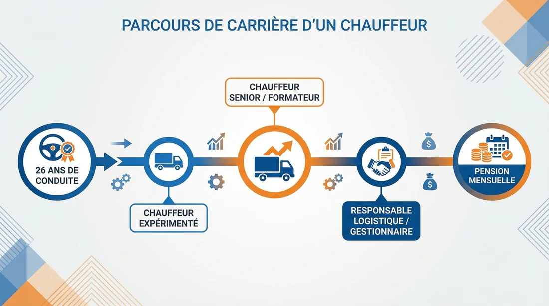 Infographie du parcours pour le Congé de Fin d'Activité routier