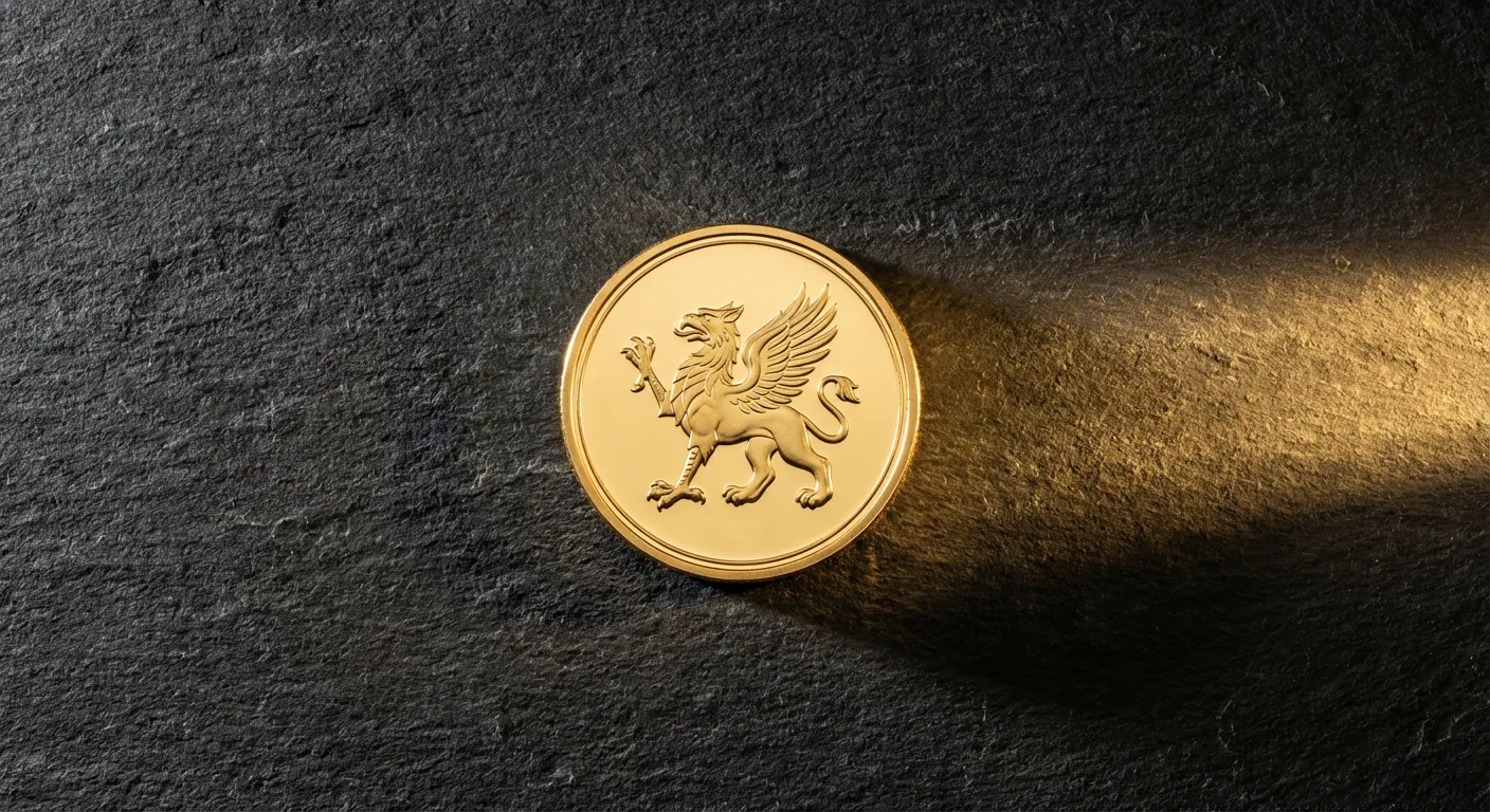 Gros plan minimaliste d'une pièce d'or sur fond sombre