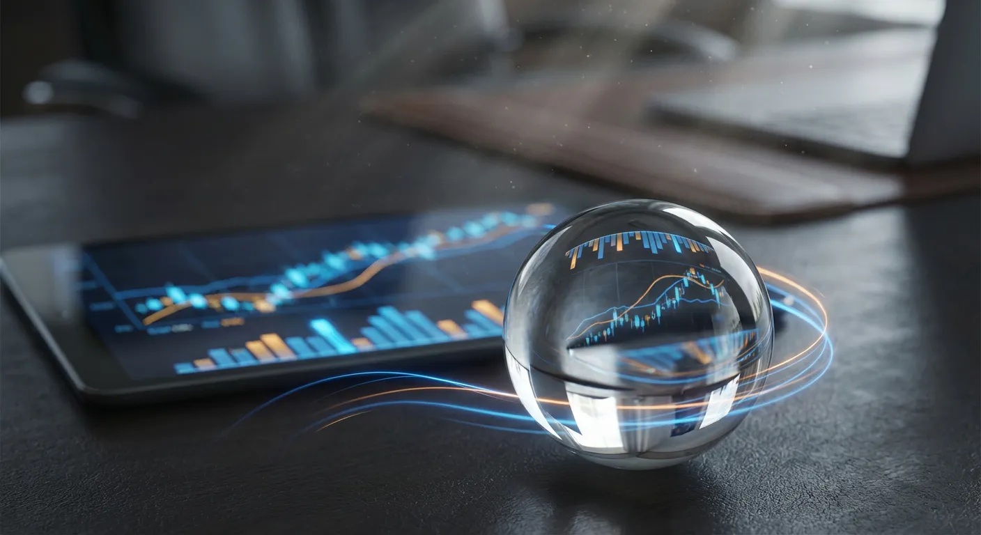 Reflet d'un graphique financier sur une sphère de verre illustrant l'impact sur la trésorerie.