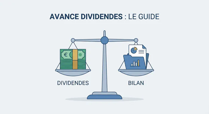 Infographie simplifiée illustrant l'équilibre financier de l'avance sur dividendes