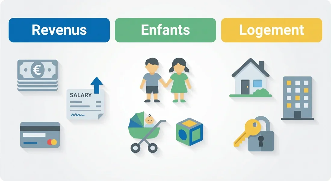 Les critères de calcul des prestations familiales Infographie des paramètres pris en compte pour le montant des allocations