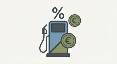 Icône de pompe à essence avec symbole euro et pourcentage