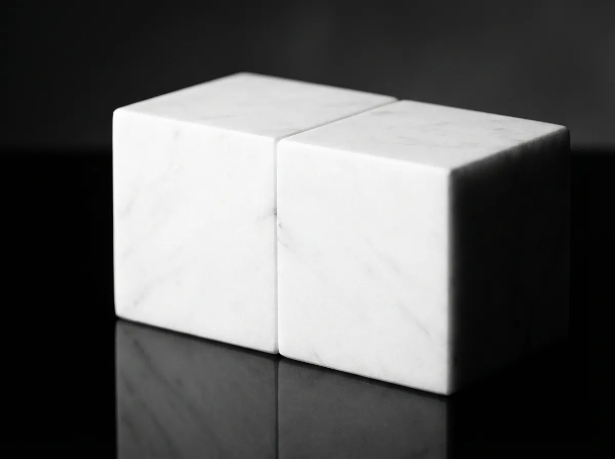 Blocs de marbre s'emboîtant parfaitement, symbole minimaliste de la TUP