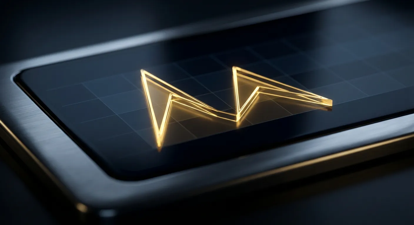 Icône minimaliste de figure chartiste double top sur écran sombre