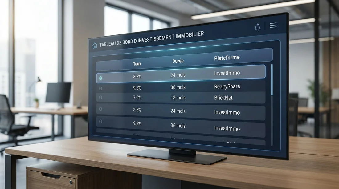 Tableau de bord historique de Hellocrowdfunding Interface de l'agrégateur Hellocrowdfunding avec indicateurs de performance