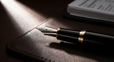 Stylo de luxe sur cuir, symbole de signature de contrat d'assurance vie