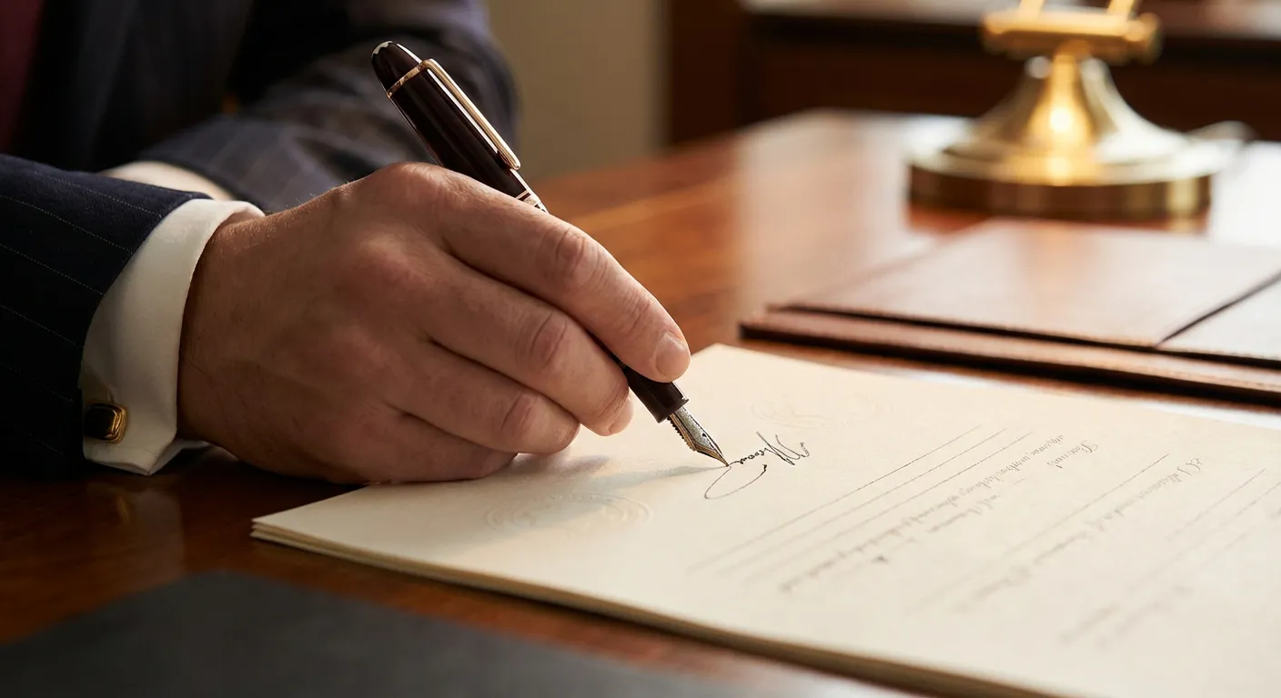 Signature d'un document fiscal officiel concernant les intérêts perçus.