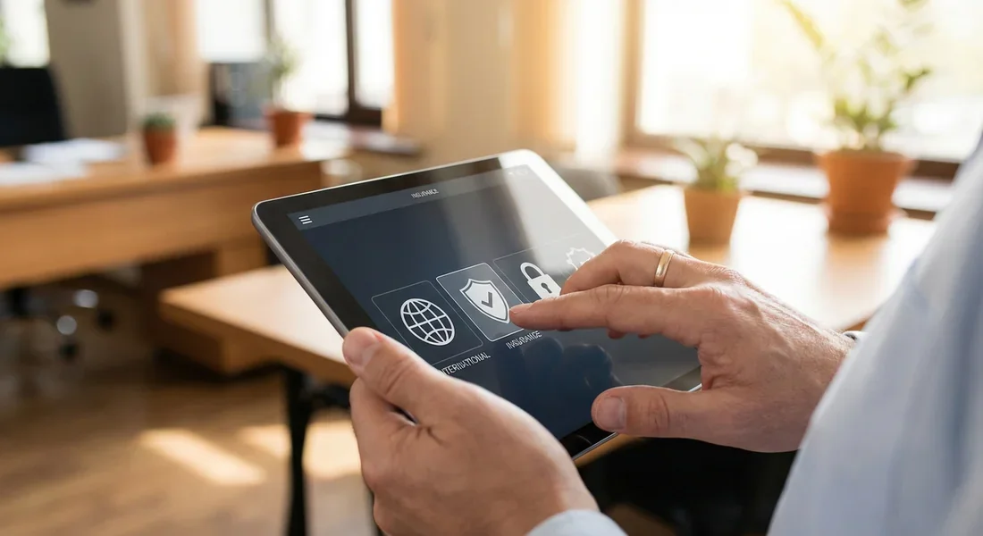 Personnalisation de l'offre à la carte Client personnalisant ses options bancaires sur une tablette numérique