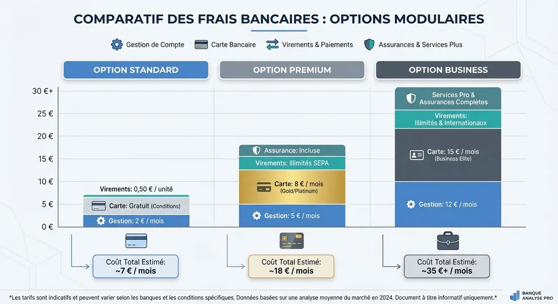 Grille tarifaire des options modulables Infographie comparative des tarifs et options du Crédit Agricole