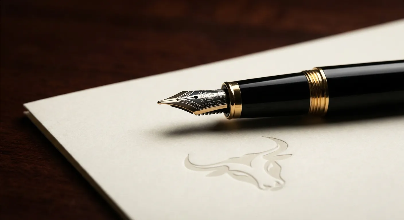 Stylo plume de luxe symbolisant la signature d'un contrat de succession