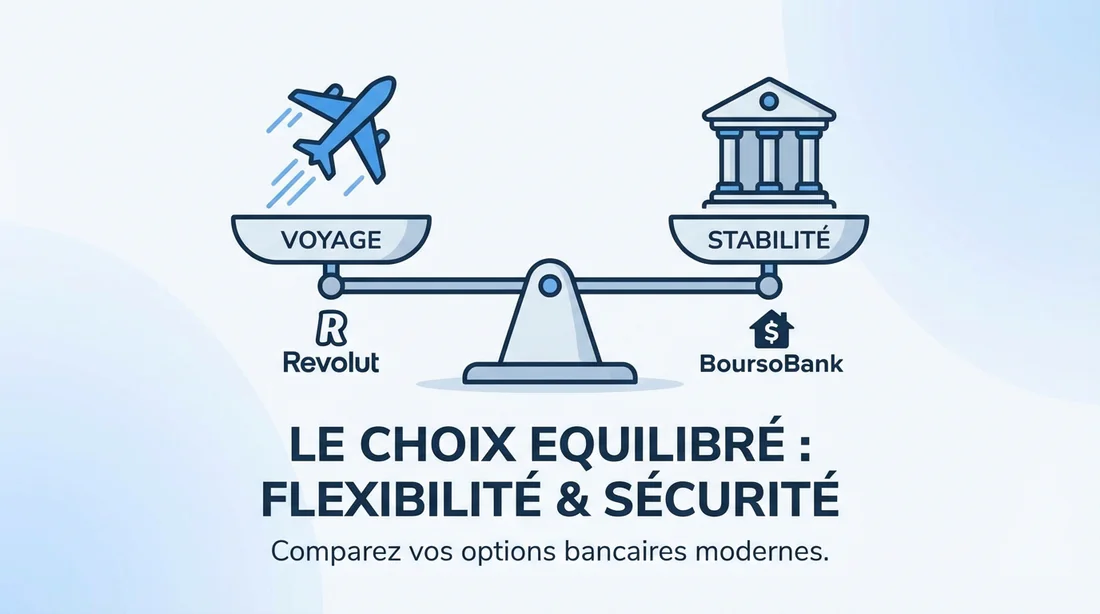 Infographie comparative des services Revolut et BoursoBank