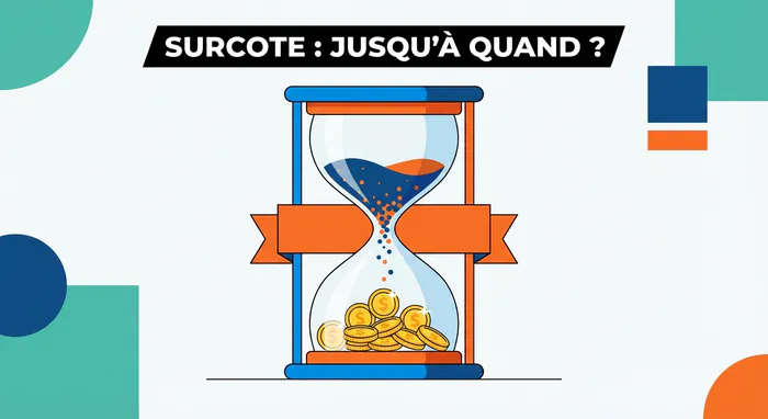 Infographie d'un sablier transformant le temps en or, illustrant la surcote de retraite.