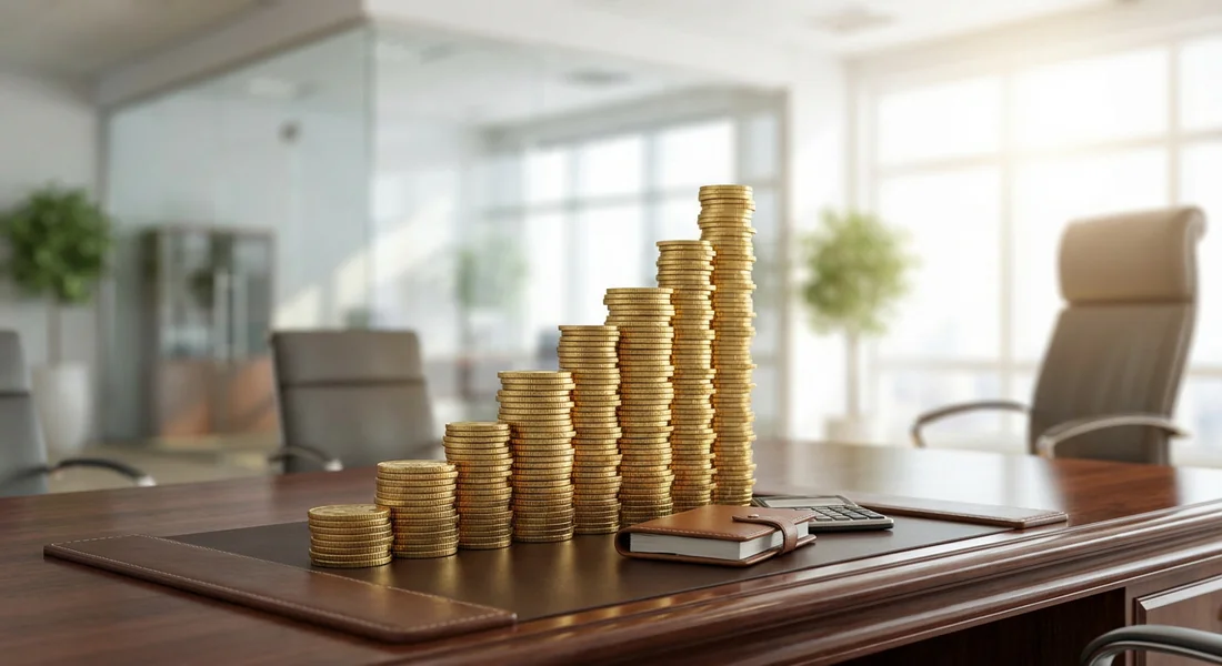 Pile de pièces d'or en croissance illustrant l'augmentation de la pension de retraite grâce à la surcote.